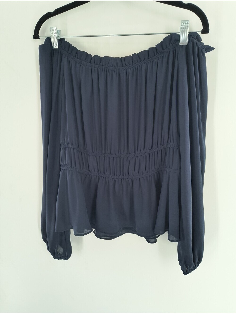 Willow & Root Blouse Off The Shoulder Blue M 080